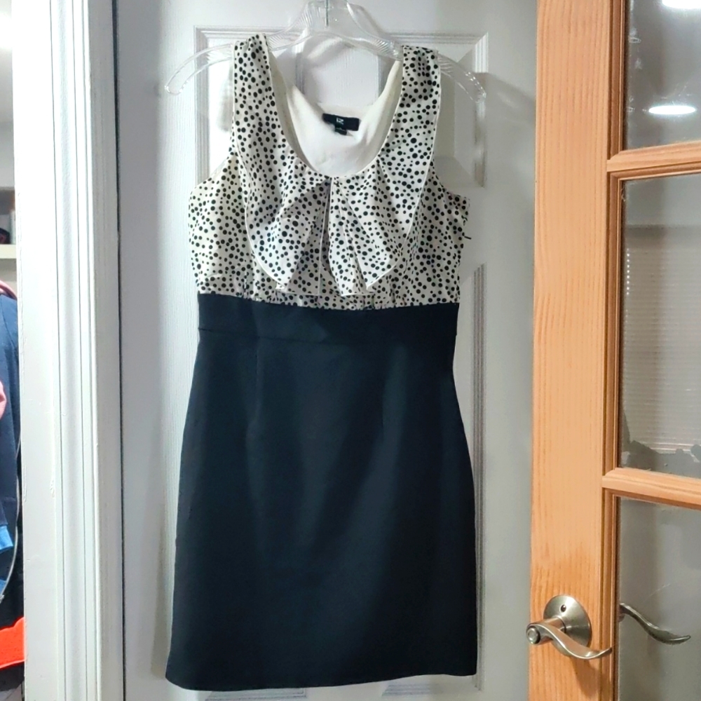 Iz Byer black and ivory dot dress, size juniors 5.